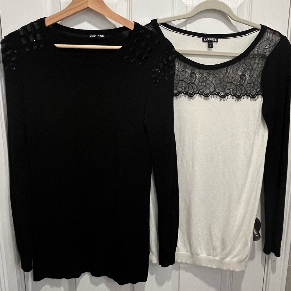 Express Sweater Combo XS Black and S Cream Top